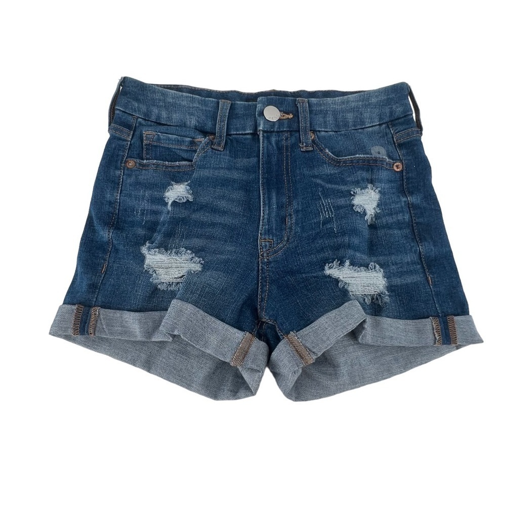 Aeropostale High Rise Curvy Midi 3” Distressed Jean Shorts Size 2 Women’s